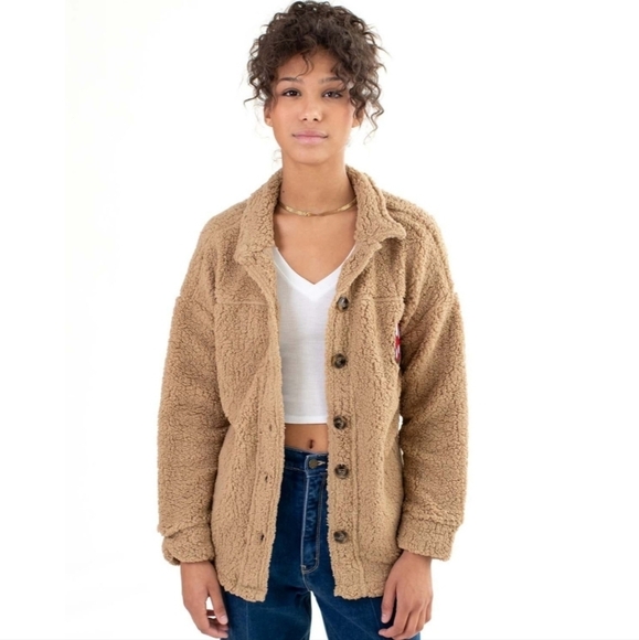 Derek Heart Sherpa Mushroom Shacket Size L - Picture 3 of 12